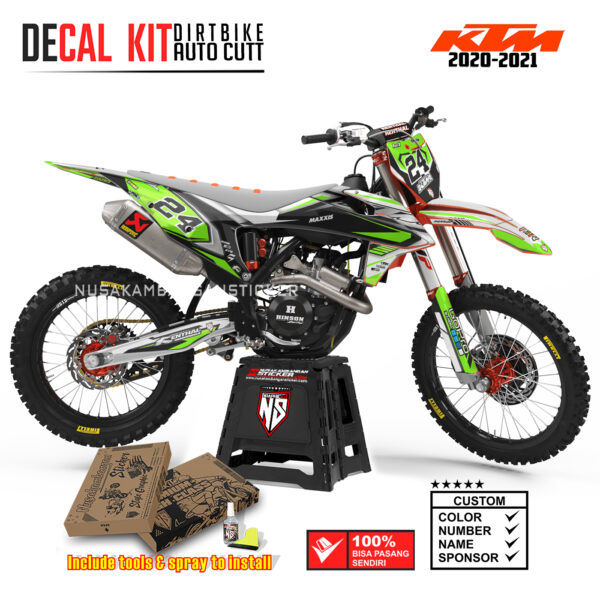 DECAL KIT STICKER SUPERMOTO DIRTBIKE KTM 2020 2021 GRAFIS MAXISS PRO RACING MOTOCROSS GREEN04 GRAPHIC DECAL