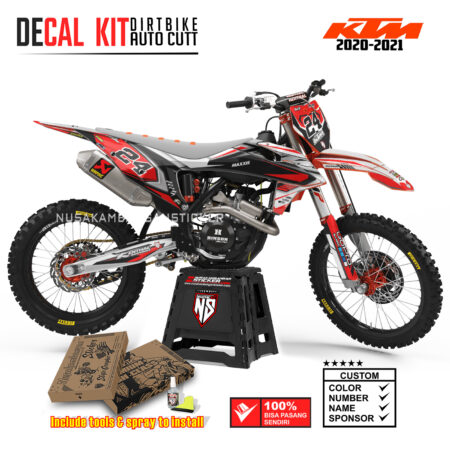 DECAL KIT STICKER SUPERMOTO DIRTBIKE KTM 2020 2021 GRAFIS MAXISS PRO RACING MOTOCROSS RED01 GRAPHIC DECAL