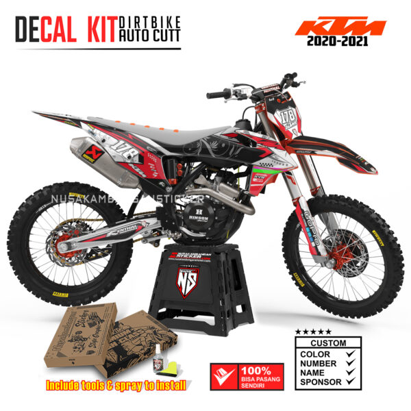 DECAL KIT STICKER SUPERMOTO DIRTBIKE KTM 2020 2021 GRAFIS MBATIK FX KTM MOTOCROSS RED01 GRAPHIC DECAL