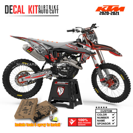 DECAL KIT STICKER SUPERMOTO DIRTBIKE KTM 2020 2021 GRAFIS ONEAL SKULL RACING CROSS RED01 GRAPHIC DECAL