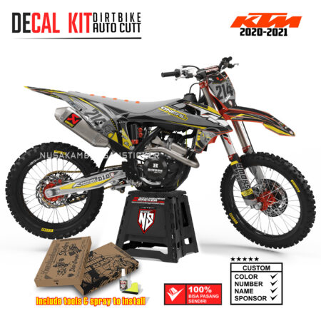 DECAL KIT STICKER SUPERMOTO DIRTBIKE KTM 2020 2021 GRAFIS ONEAL SKULL RACING CROSS YELLOW03 GRAPHIC DECAL