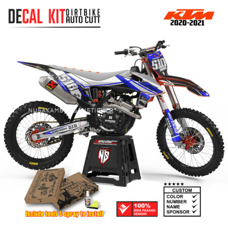DECAL KIT STICKER SUPERMOTO DIRTBIKE KTM 2020 2021 GRAFIS PROCIRCUIT RED CROSS BLUE05 GRAPHIC DECAL
