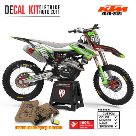 DECAL KIT STICKER SUPERMOTO DIRTBIKE KTM 2020 2021 GRAFIS PROCIRCUIT RED CROSS GREEN04 GRAPHIC DECAL