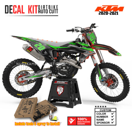 DECAL KIT STICKER SUPERMOTO DIRTBIKE KTM 2020 2021 GRAFIS RENTHAL GOLD RACING CROSS GREEN02 GRAPHIC DECAL