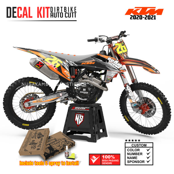 DECAL KIT STICKER SUPERMOTO DIRTBIKE KTM 2020 2021 GRAFIS SUPERBRAPH RACING MOTOCROSS KTM ORANGE02 GRAPHIC DECAL