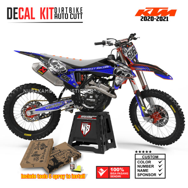 DECAL KIT STICKER SUPERMOTO DIRTBIKE KTM 2020 2021 GRAFIS THE MANKEY RACING MOTOCROSS BLUE01 GRAPHIC DECAL