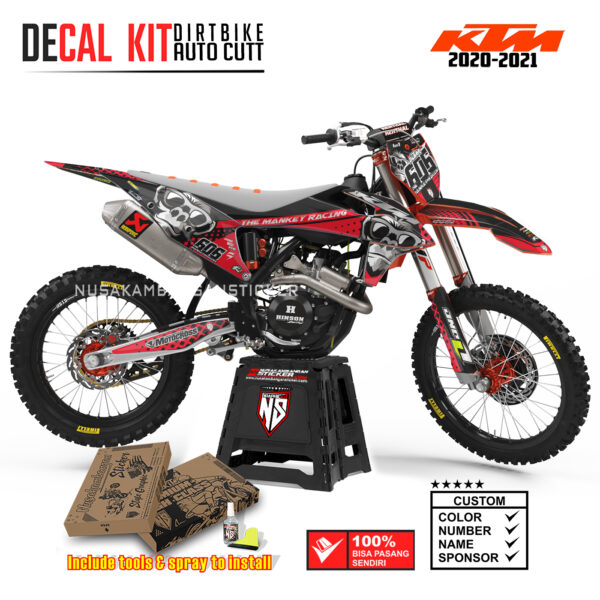 DECAL KIT STICKER SUPERMOTO DIRTBIKE KTM 2020 2021 GRAFIS THE MANKEY RACING MOTOCROSS RED02 GRAPHIC DECAL