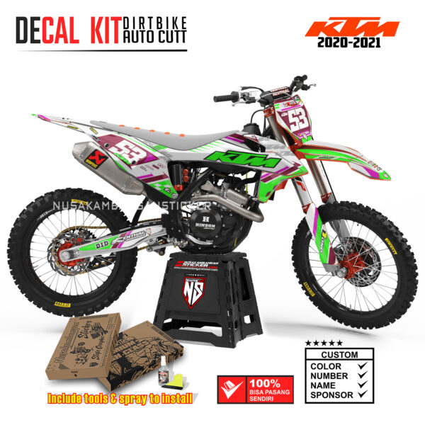 DECAL KIT STICKER SUPERMOTO DIRTBIKE KTM 2020 2021 GRAFIS TOURING GOPRO STREET MOTOCROSS GREEN03 GRAPHIC DECAL