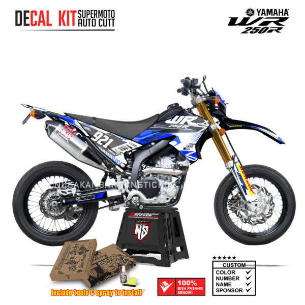 DECAL KIT STICKER SUPERMOTO DIRTBIKE YAMAHA WR 250 R GRAFIS OREN STAR CROSS BLUE05 GRAPHIC DECAL