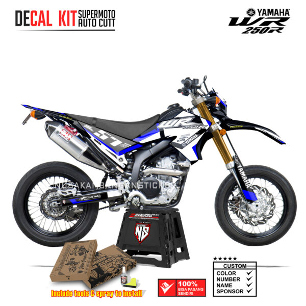 DECAL KIT STICKER SUPERMOTO DIRTBIKE YAMAHA WR 250 R GRAFIS POLYGON MAXXIS CROSS BLUE01 GRAPHIC DECAL