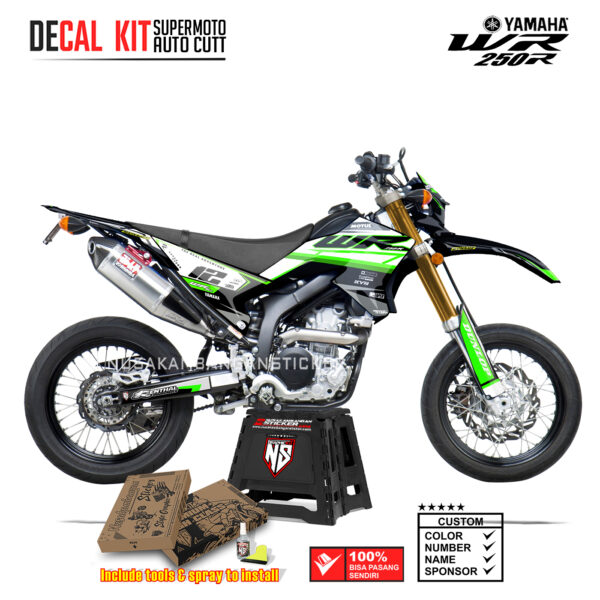 DECAL KIT STICKER SUPERMOTO DIRTBIKE YAMAHA WR 250 R GRAFIS PROCIRCUIT RACING CROSS GREEN03 GRAPHIC DECAL