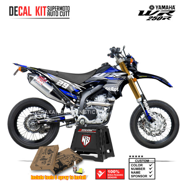 DECAL KIT STICKER SUPERMOTO DIRTBIKE YAMAHA WR 250 R GRAFIS REDCROSS BRAPP RACING BLUE04 GRAPHIC DECAL