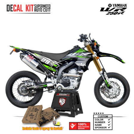 DECAL KIT STICKER SUPERMOTO DIRTBIKE YAMAHA WR 250 R GRAFIS REDCROSS BRAPP RACING GREEN03 GRAPHIC DECAL