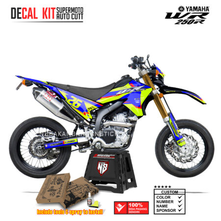 DECAL KIT STICKER SUPERMOTO DIRTBIKE YAMAHA WR 250 R GRAFIS WR FLUO CROSS RACING BLUE01 GRAPHIC DECAL