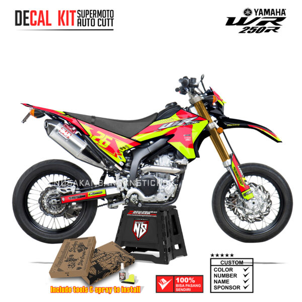 DECAL KIT STICKER SUPERMOTO DIRTBIKE YAMAHA WR 250 R GRAFIS WR FLUO CROSS RACING RED03 GRAPHIC DECAL