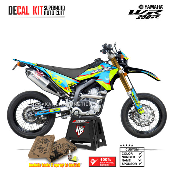 DECAL KIT STICKER SUPERMOTO DIRTBIKE YAMAHA WR 250 R GRAFIS WR FLUO CROSS RACING TOSCA05 GRAPHIC DECAL