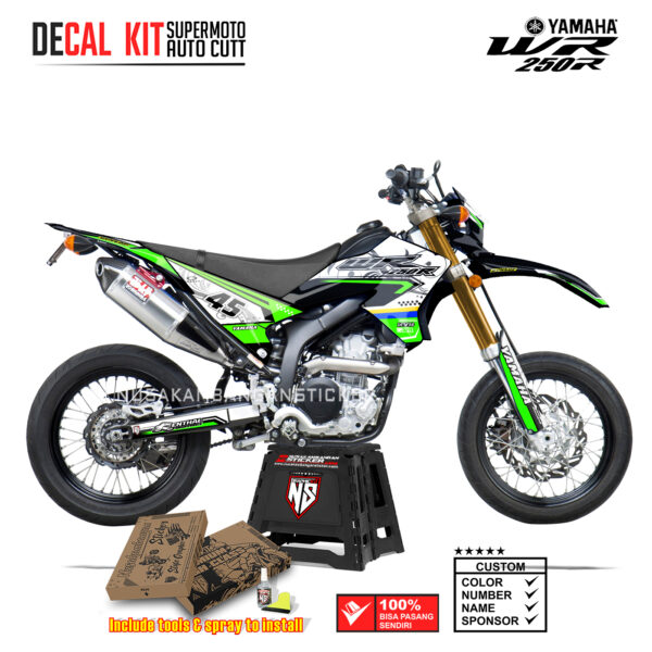 DECAL KIT STICKER SUPERMOTO DIRTBIKE YAMAHA WR 250 R LAYER BATIK LIRAN CROSS GREEN04 GRAPHIC DECAL