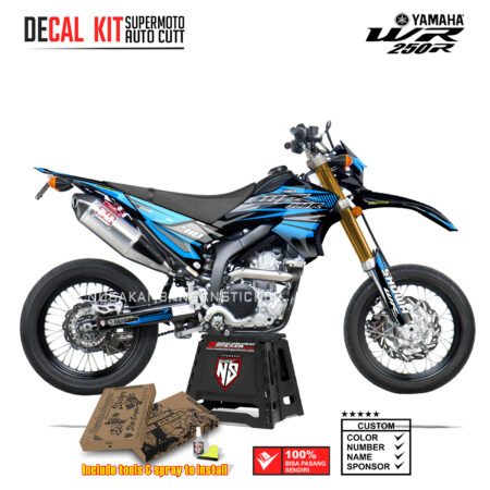 DECAL KIT STICKER SUPERMOTO DIRTBIKE YAMAHA WR 250 R LAYER RED PROTAPER CROSS BLUE TOSCA01 GRAY GRAPHIC DECAL