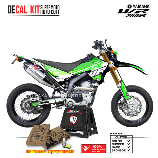 DECAL KIT STICKER SUPERMOTO DIRTBIKE YAMAHA WR 250 R SKULL WR24 GREEN02 GRAPHIC DECAL