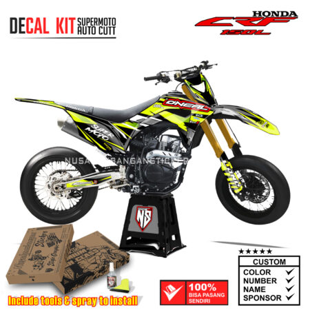 DECAL KIT STICKER SUPERMOTO HONDA CRF 150 L GRAFIS ONEAL KUNING 02 GRAPHIC DECAL MOTOCROSS