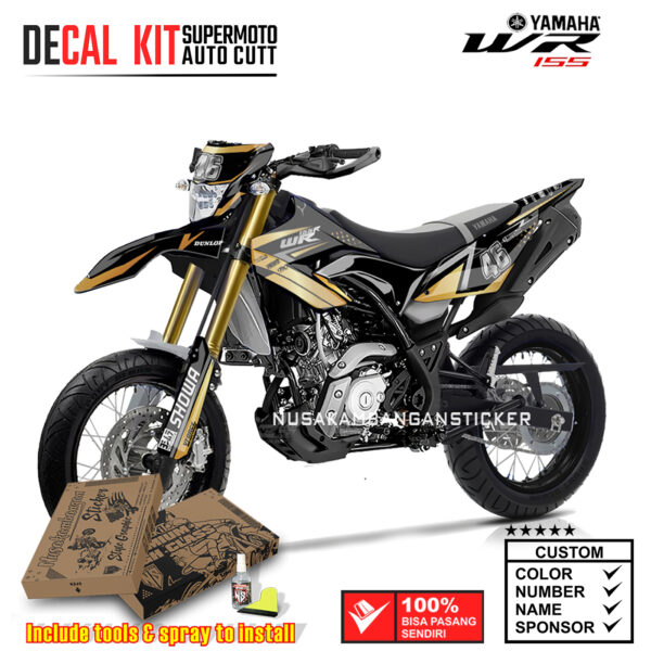 DECAL KIT STICKER SUPERMOTO YAMAHA WR 155 BLACK FORTY SIX GOLD 001 GRAPHIC MOTOCROSS