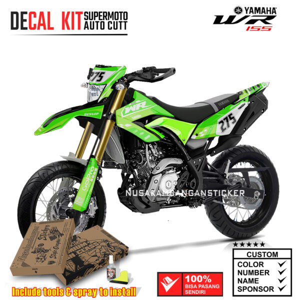 DECAL KIT STICKER SUPERMOTO YAMAHA WR 155 GRAFIS FLAG RACE HIJAU 002 GRAPHIC MOTOCROSS