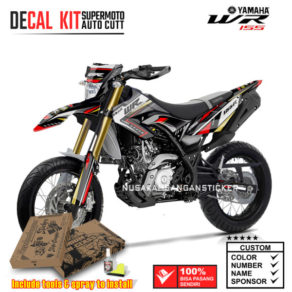 DECAL KIT STICKER SUPERMOTO YAMAHA WR 155 GRAFIS MERAH STRIP WINGS WR MERAH 005 GRAPHIC MOTOCROSS