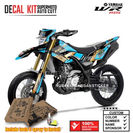 DECAL KIT STICKER SUPERMOTO YAMAHA WR 155 GRAFIS RAVE GOLD GREY WR 155 TOSCA 003 GRAPHIC MOTOCROSS
