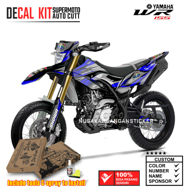 DECAL KIT STICKER SUPERMOTO YAMAHA WR 155 GRAFIS TWING DODTTED LINE WR BIRU 005 GRAPHIC MOTOCROSS