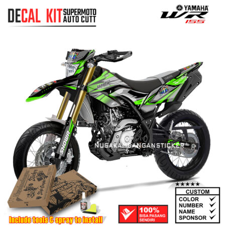 DECAL KIT STICKER SUPERMOTO YAMAHA WR 155 GRAFIS TWING DODTTED LINE WR HIJAU 003 GRAPHIC MOTOCROSS