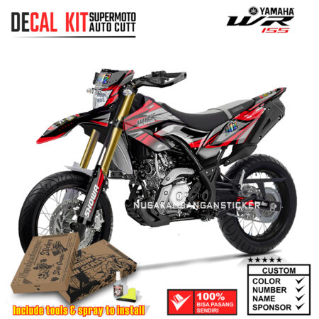 DECAL KIT STICKER SUPERMOTO YAMAHA WR 155 GRAFIS TWING DODTTED LINE WR MERAH 001 GRAPHIC MOTOCROSS