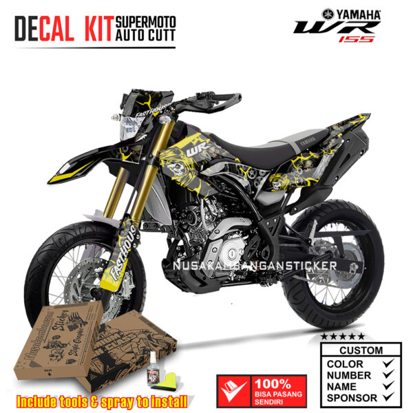 DECAL KIT STICKER SUPERMOTO YAMAHA WR 155 HEAD SKUL KUNING GRAPHIC MOTOCROSS