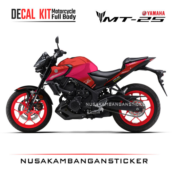 DECAL KIT STICKER YAMAHA MT25 2020 DESAIN WHITE U RACING MERAH04 STICKER FULL BODY