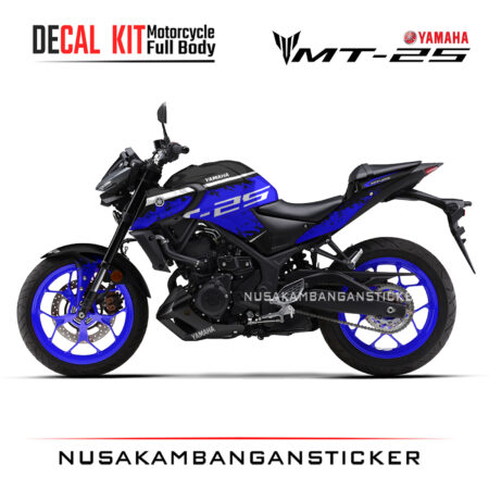 DECAL KIT STICKER Yamaha-MT25 2020 DESAIN BRUSH ABSTRAK RACING BIRU05 STICKER FULL BODY
