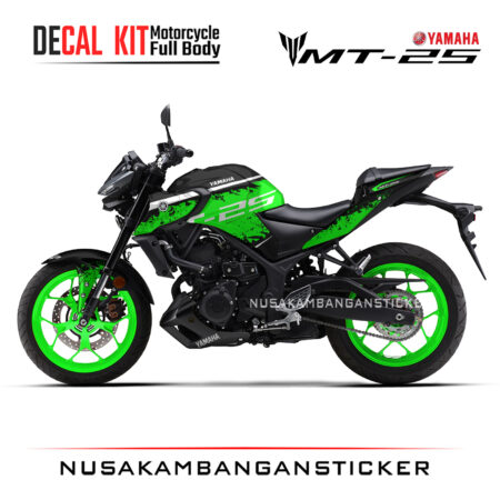 DECAL KIT STICKER Yamaha-MT25 2020 DESAIN BRUSH ABSTRAK RACING HIJAU04 STICKER FULL BODY