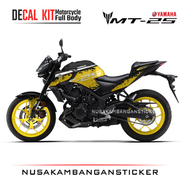 DECAL KIT STICKER Yamaha-MT25 2020 DESAIN BRUSH ABSTRAK RACING KUNING03 STICKER FULL BODY
