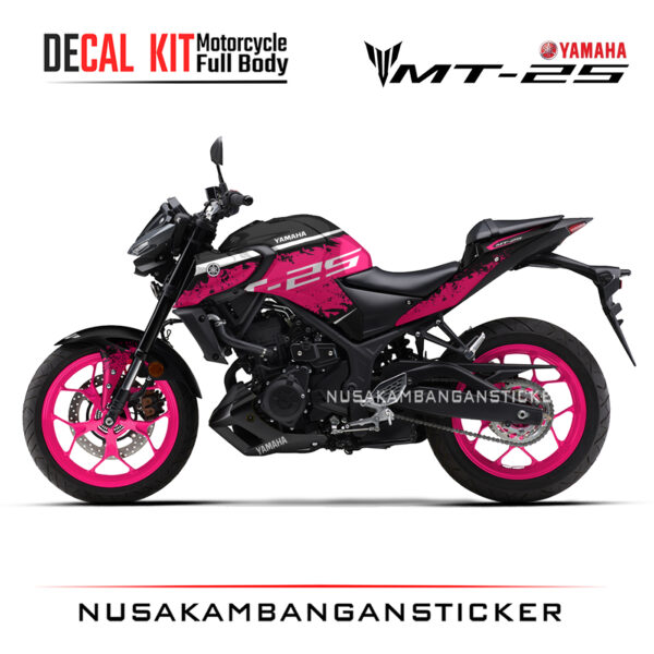 DECAL KIT STICKER Yamaha-MT25 2020 DESAIN BRUSH ABSTRAK RACING PINK01 STICKER FULL BODY