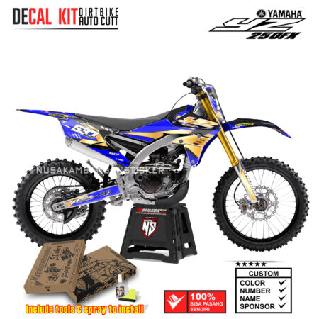 DECAL KIT SUPERMOTO DIRTBIKE YAMAHA YZ250FX LIVERY GOLD MAXXIS RACING BLUE01 STICKER DECALS