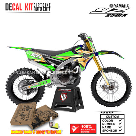 DECAL KIT SUPERMOTO DIRTBIKE YAMAHA YZ250FX LIVERY GOLD MAXXIS RACING GREEN03 STICKER DECALS