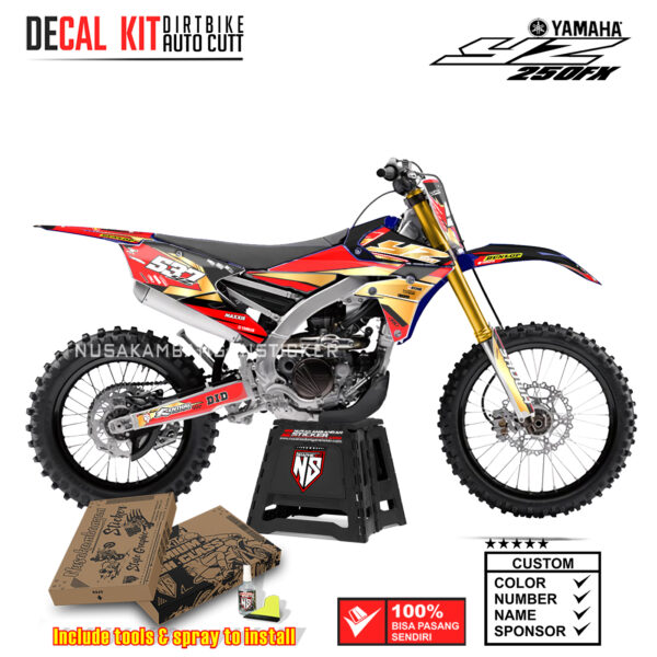 DECAL KIT SUPERMOTO DIRTBIKE YAMAHA YZ250FX LIVERY GOLD MAXXIS RACING RED02 STICKER DECALS