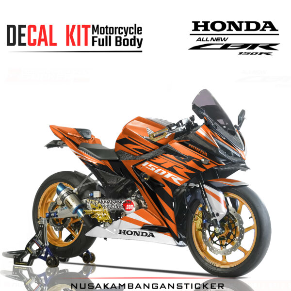 DECAL STICKER KIT HONDA CBR150R ALL NEW- ORANGE GRAFIS HITAM 02