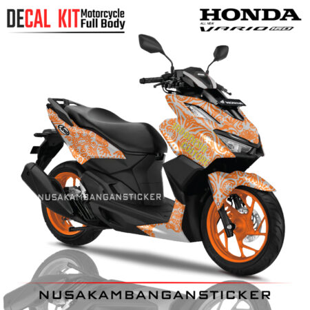 Decal-All New Honda Vario 160 Batik Oren 03 Sticker Full Body