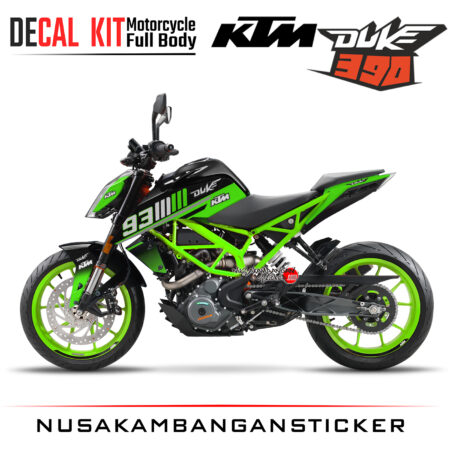 Decal Kit Sticker KTM Duke 390 Motosport Decals Modification Spesial MM93 Black Green