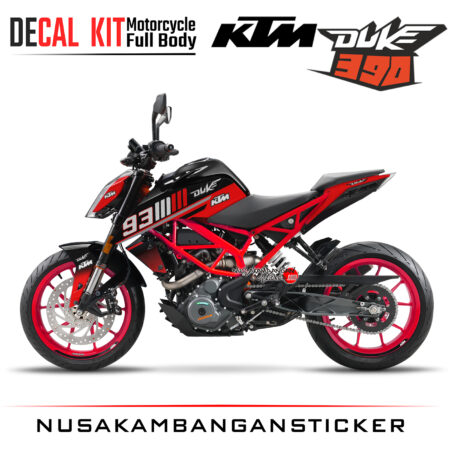 Decal Kit Sticker KTM Duke 390 Motosport Decals Modification Spesial MM93 Black Red