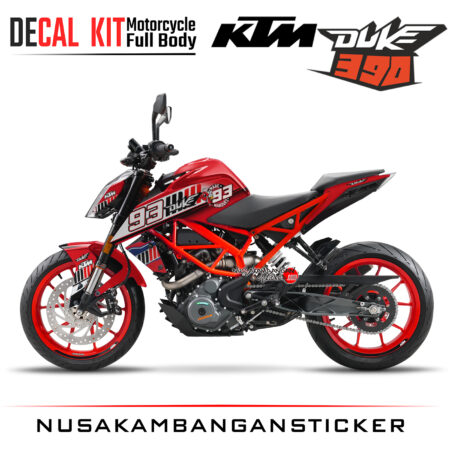 Decal Kit Sticker KTM Duke 390 Motosport Decals Modification Spesial MM93 Merah