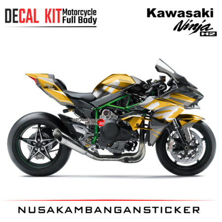 Decal Kit Sticker Superbike Kawasaki Ninja H2 R Big Bike Decal Modification Stiker Gold 02