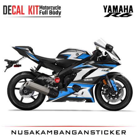 Decal Kit Sticker Yamaha YZF R6 New Black Blue Racing Big Bike Decal Modification