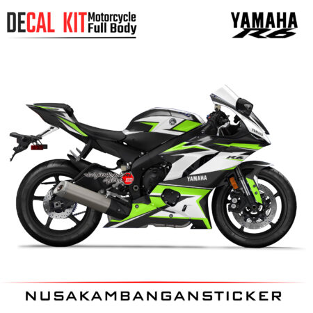 Decal Kit Sticker Yamaha YZF R6 New Black Green Fluo Racing Big Bike Decal Modification