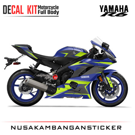 Decal Kit Sticker Yamaha YZF R6 New Grey Blue Racing Big Bike Decal Modification