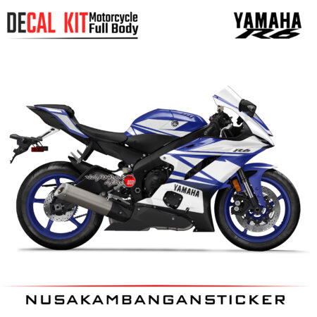 Decal Kit Sticker Yamaha YZF R6 New Wite Blue Big Bike Decal Modification